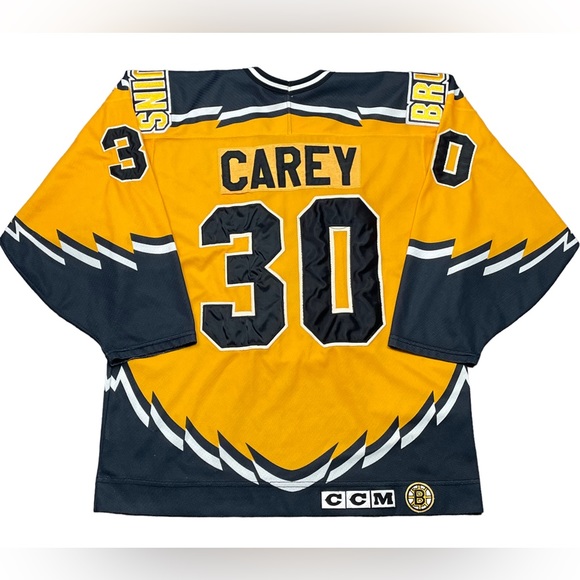 Vintage 90s Boston Bruins Pooh Bear Jersey # Jim Carey GOALIE CCM sz M fits M/L - Picture 5 of 10